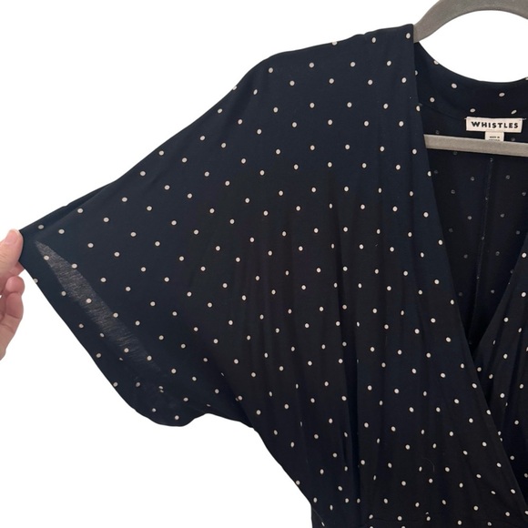 WHISTLES Spot Wrap Jersey Tie Dress Polka Dot Black White Size 6 - Picture 6 of 14